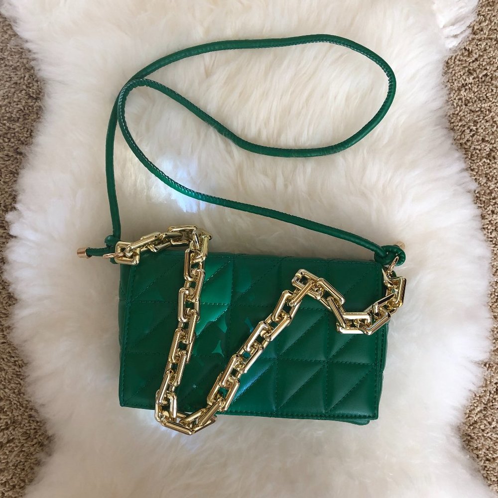 Green Faux Leather Quilted Purse NWOT